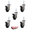 Service Caster 3 Inch Hooded Neoprene Rubber 5/16 Inch Threaded Stem Casters with Brakes, 5PK SCC-TS03S310-NPRB-BC-B-5161810-5 - alternate 5